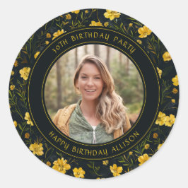 Elegante Gelbe Buttercup Blume Geburtstagsparty Runder Aufkleber