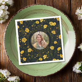 Elegante Gelbe Buttercup Blume Geburtstagsparty Serviette