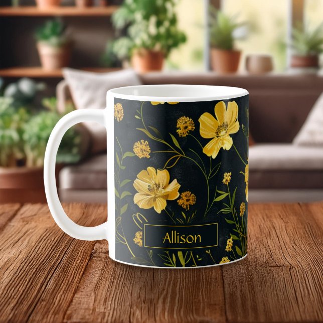 Elegante Gelbe Buttercup-Blume Kaffeetasse (Von Creator hochgeladen)