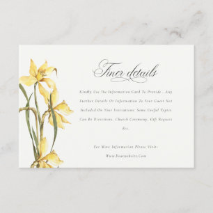 Elegante, gelbe Daffodil Watercolor Hochzeitdetail Begleitkarte