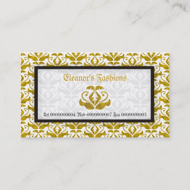 Elegante gelbe Damaskus-Modekarten Visitenkarte (Vorderseite)