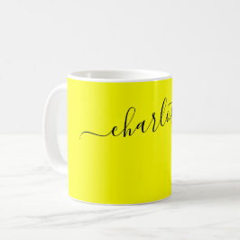 Elegante gelbe Farbe moderne Name Personalisiert Kaffeetasse
