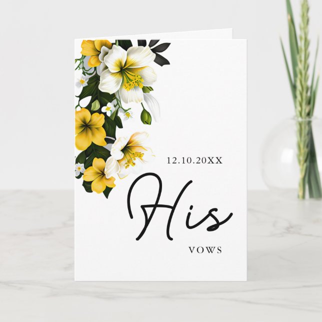 Elegante gelbe florale Hochzeitskarte Ankündigung (Vorderseite)
