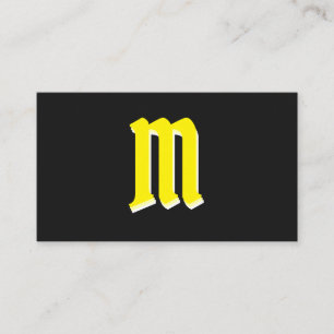 Elegante gelbe Formen auf schwarzem Monogramm-3D-E Visitenkarte