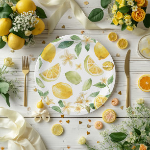 Elegante gelbe Frucht-Baby-Party Pappteller