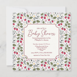 Elegante gelbe Himbeerblüten Baby Shower Einladung
