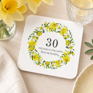 Elegante gelbe Narzissen-Blumen zum 30. Geburtstag Rechteckiger Pappuntersetzer