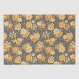 Elegante, gelbe, orangefarbene Blume auf Braun Seidenpapier