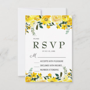 Elegante, gelbe Rosen-Blumen-Hochzeits-RSVP-Karte RSVP Karte