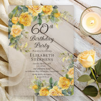 Elegante gelbe Rosen-Einladung zur 60. Geburtstags