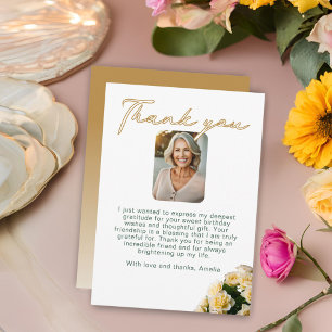 Elegante gelbe Rosen Florales Geburtstagsfoto Dankeskarte
