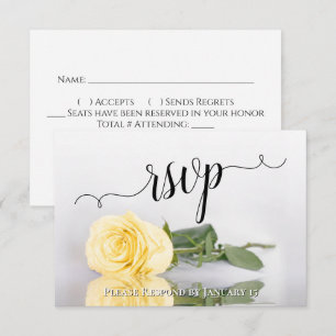 Elegante gelbe Rosen-Hochzeit mit Spiegelung RSVP Karte