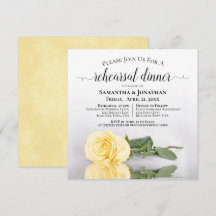 Elegante gelbe Rosen-Hochzeitsprobe & Dinner