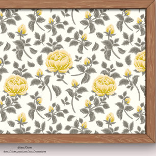 Elegante gelbe Rosen mit grauen Blättern auf weiße Seidenpapier