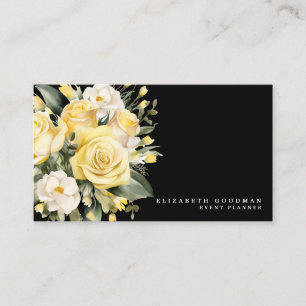 Elegante gelbe Rosen mit schwarzen Blumen Visitenk Visitenkarte