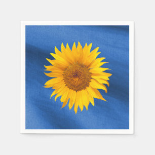Elegante Gelbe Sonnenblume auf Royal Blue Wedding Serviette