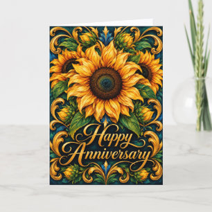 Elegante gelbe Sonnenblumen Alles Gute zum Jubiläu Karte