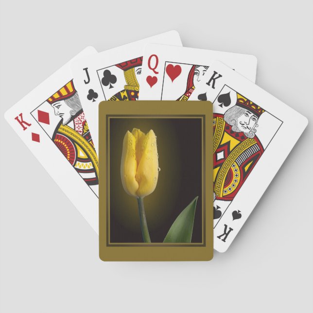 Elegante gelbe Tulpe Spielkarten (Rückseite)