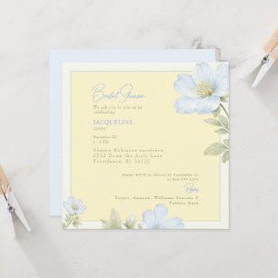 Elegante gelbe und blaue florale quadratische Hoch Einladung