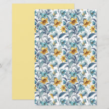 Elegante gelbe und blaue Gartenblumen