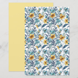 Elegante gelbe und blaue Gartenblumen