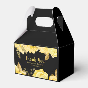 Elegante gelbe und goldene Blumen Geburtstagsfeier Geschenkschachtel