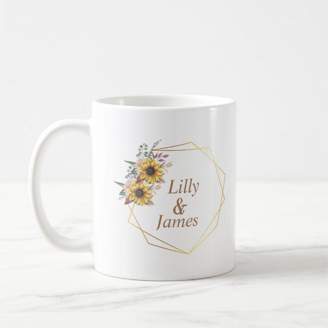 Elegante Gelbe Wasserfarbe Sonnenblume Kaffeetasse (Links)