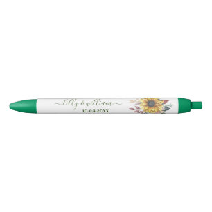 Elegante Gelbe Wasserfarbe Sonnenblume Kugelschreiber