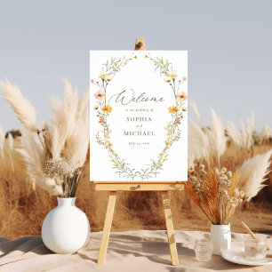 Elegante, gelbe Wildblumen Hochzeitsempfang Poster