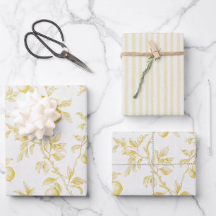 Elegante gelbe Zitronen Brautparty Geschenkpapier Set