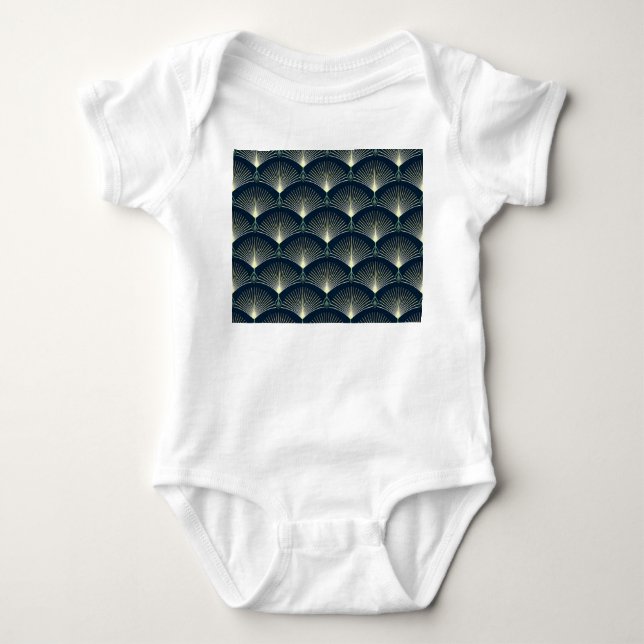 Elegante Geometrie: Blue Art Deco. Baby Strampler (Vorderseite)