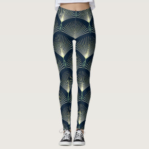 Elegante Geometrie: Blue Art Deco. Leggings