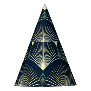 Elegante Geometrie: Blue Art Deco. Partyhütchen