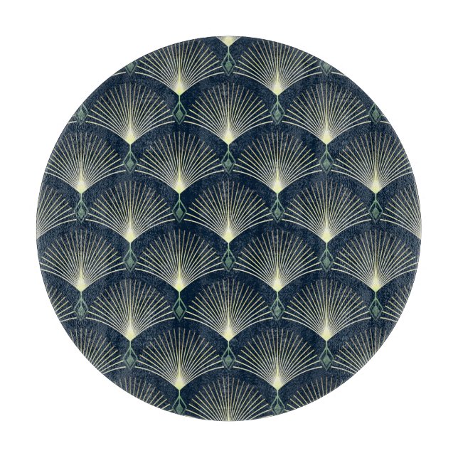 Elegante Geometrie: Blue Art Deco. Schneidebrett (Vorderseite)