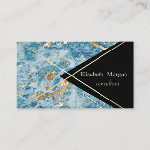 Elegante geometrische blaue Marmor Glitter Gold St Visitenkarte