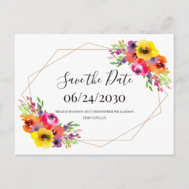 Elegante geometrische Blumenhochzeit Speichern Sie Postkarte