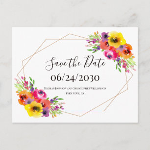 Elegante geometrische Blumenhochzeit Speichern Sie Postkarte