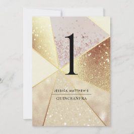 Elegante geometrische Champagner-Tischnummer