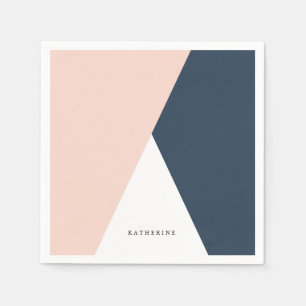 Elegante geometrische Dreiecke aus Rosa und Marine Serviette