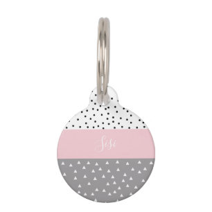 Elegante geometrische Dreiecke u. Punkte im Grau Haustiermarke