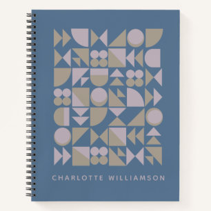 Elegante geometrische Formen Dusty Blue Personalis Notizbuch