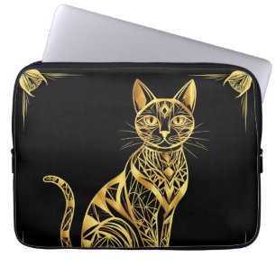 Elegante geometrische Katzenillustration in golden Laptopschutzhülle