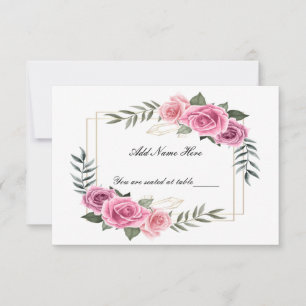 Elegante geometrische Rosa-Platzkarte Dankeskarte