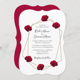 Elegante geometrische Rote Rose Hochzeitseinladung Einladung