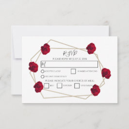 Elegante geometrische Rote Rose Hochzeitungs-RSVP- RSVP Karte