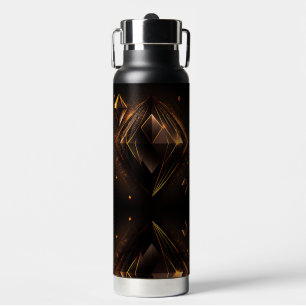 Elegante geometrische schwarze goldene Kunst Trinkflasche