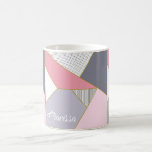 Elegante geometrische Streifen Polka Punkte Pastel Tasse