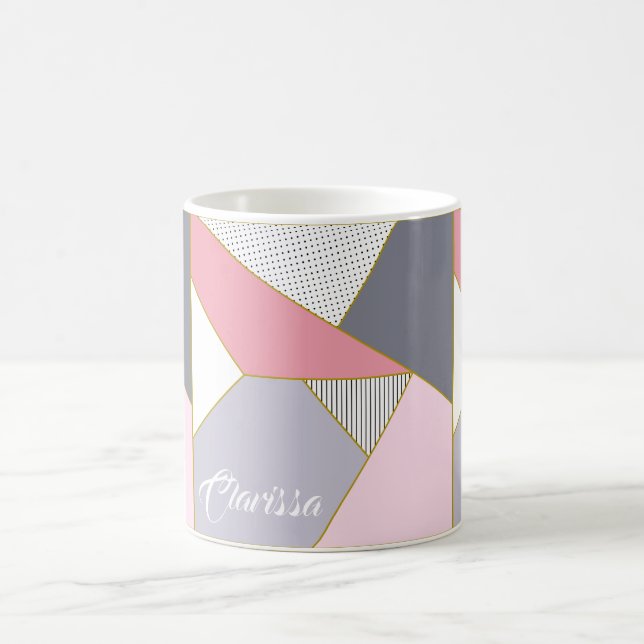 Elegante geometrische Streifen Polka Punkte Pastel Tasse (Mittel)