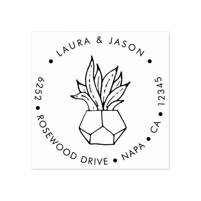 Elegante gepolsterte Pflanze Rücksendeadresse Holz Gummistempel (Prägung)