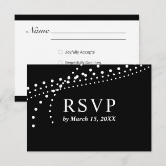 Elegante gepunktete Schwarz/Weiß-Antwortkarte RSVP Karte